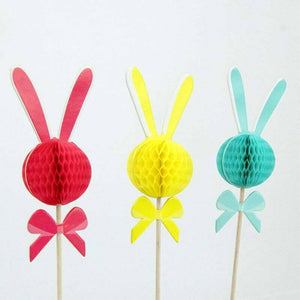 Bunny Rabbit Honeycomb Cupcake Picks 12 Pack