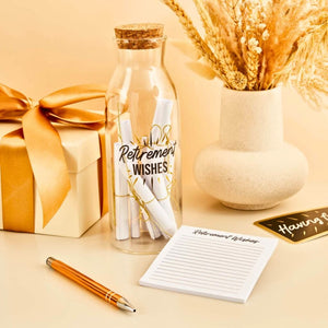 Glass bottle for retirement wishes and messages