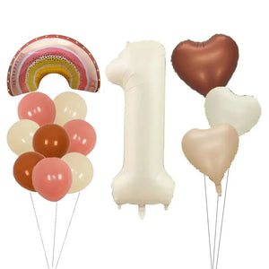 Retro Rainbow Heart Birthday Balloon Bouquet 13pk number 1