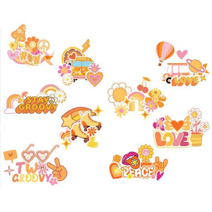 Retro Two Groovy Paper Stickers 9 Sheets 130 Stickers