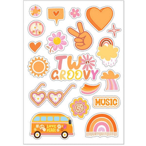 Retro Two Groovy Paper Stickers 9 Sheets 130 Stickers