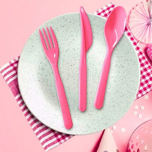 Reusable Pink Plastic Cutlery Set 18pk