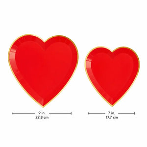 Red and gold heart plates for romantic celebrations