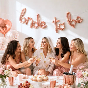 Rose Gold 'bride to be' Script Lowercase Foil Balloon Banner