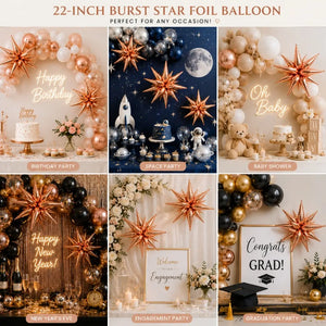 12 Point 3D Burst Star Rose Gold Foil Balloon