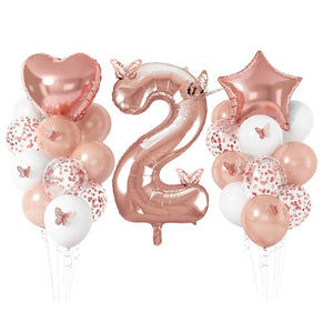 Metallic Rose Gold & Butterfly Birthday Balloon Bundle 24pk number 2
