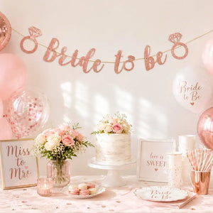 Rose Gold Glitter 'Bride To Be' with Diamond Banner