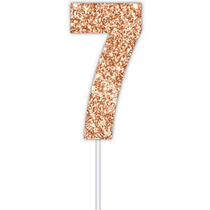 Rose gold glitter number 7 numeral birthday cake topper