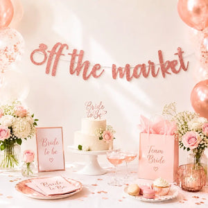 Rose Gold Glitter 'off the market' Hen Party Banner