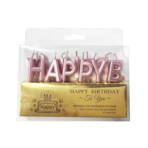 Rose Gold 'Happy Birthday' Candles