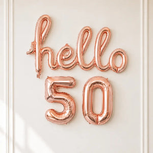 Rose Gold 'hello 50' Birthday Foil Balloon Banner