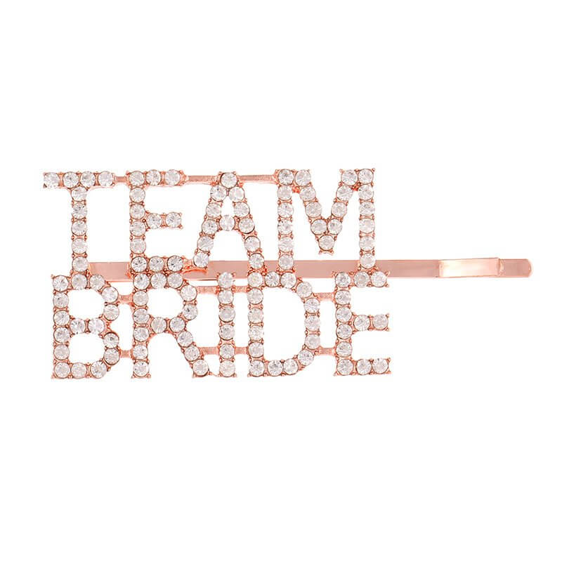 Sparkling Rhinestone TEAM BRIDE Hair Clip - Rose Gold