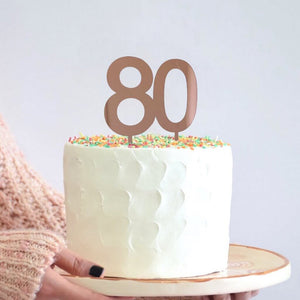 Acrylic Rose Gold Mirror Number 80 Cake Topper happy 80th birthday cake decorations