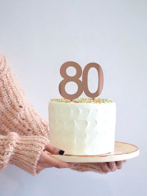 Acrylic Rose Gold Mirror Number 80 Cake Topper happy eightieth birthday cake decorations
