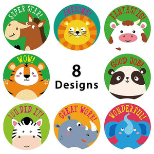 Cute Cartoon Animal Head Reward Stickers for Kids 50 Pack