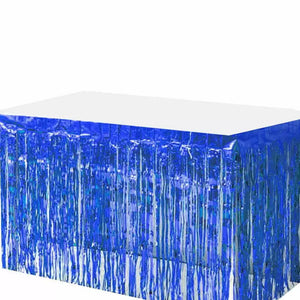 Royal Blue Foil Fringe Table Skirt