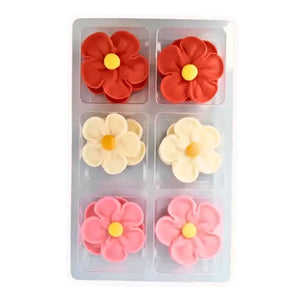 assorted 5 petal flowers edible cake decorations