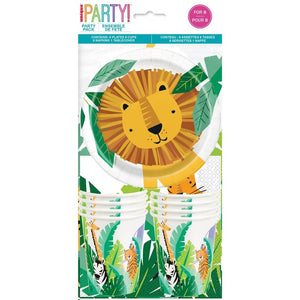 Safari Animal Party Bundle for 8 25pk kids birthday tableware table settings