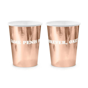 rose gold and white adult novelty paper party cups