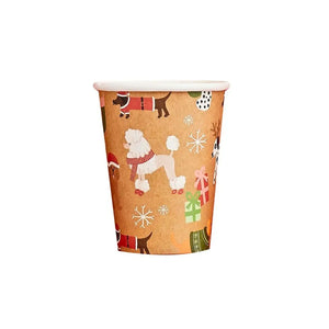 Santa Paws Christmas paper cups for dog-themed or kids’ holiday celebrations