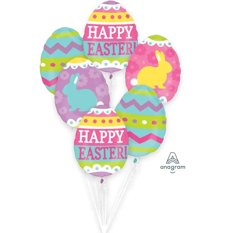 Happy Easter Egg Hunt Foil Balloon Bouquet pack of 6