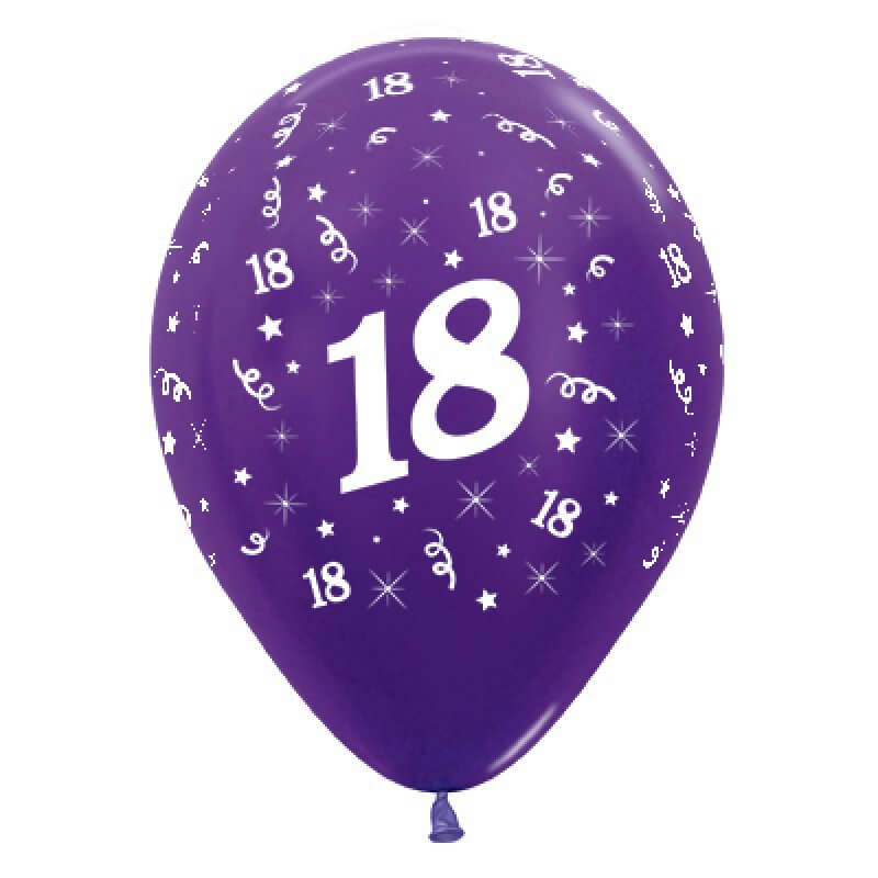 Metallic Purple Age 18 Latex Balloons 30cm 25 Pack