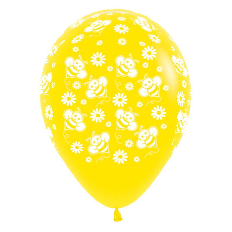 Bumble Bees & Flowers Yellow Latex Balloons 6pk