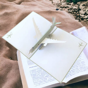 Handmade Grey Airplane 3D Pop Up Greeting Card for plane lovers