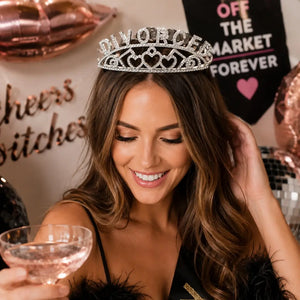 Silver Metal Rhinestone 'Divorced' Crown Tiara