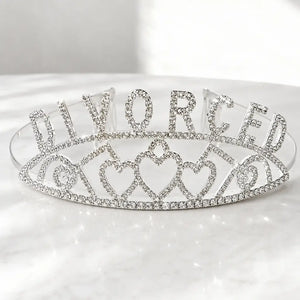 Silver Metal Rhinestone 'Divorced' Crown Tiara