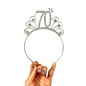 Silver Rhinestone 70th Birthday Crown