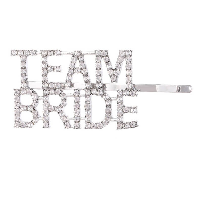 Sparkling Rhinestone TEAM BRIDE Hair Clip - Silver