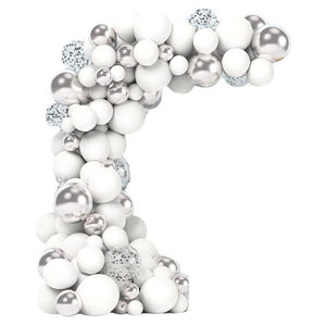Chrome Silver & White Latex Balloon Garland Kit