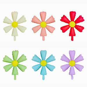 six-petal daisy foil balloon with yellow centre 6 colours