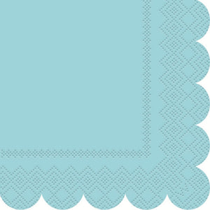 Sky Blue Scalloped Edge Beverage Napkins 16pk
