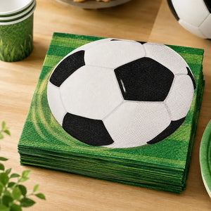 Soccer themed paper napkins with football design