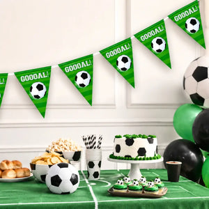 Football party banner with soccer ball design