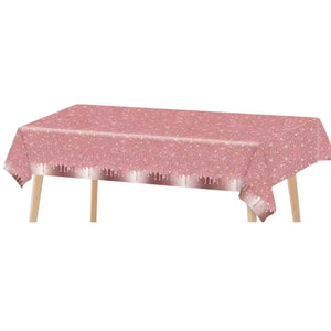 Sparkling Rose Gold Plastic Tablecover party decorations