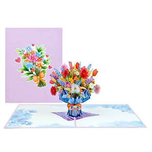 Colourful Daisy Flower Bouquet 3D Origami Pop Card.
