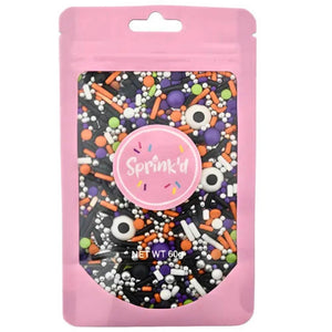 Sprink'd Witches Brew Medley Halloween sprinkles in a 60g resealable pouch.