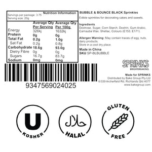 Black sugar pearl sprinkles for Halloween cakes and cupcakes