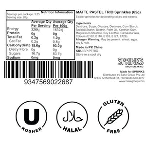 Sprinks Matte Pastel Trio sprinkles for cake and cupcake decorating ingredients
