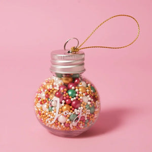 Sprinks Merry Minis festive baking gift in a reusable glass bauble