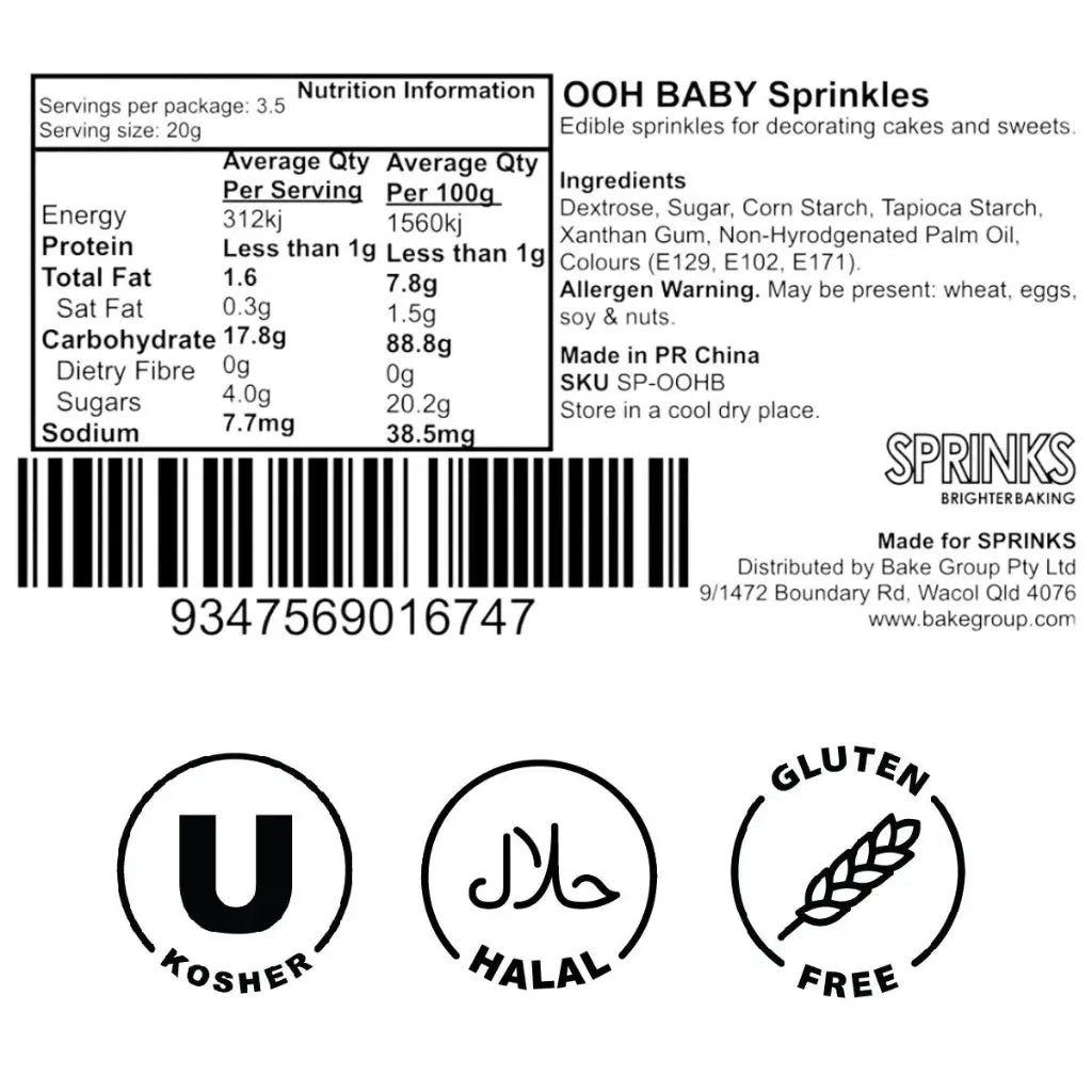 Sprinks Ooh Baby sprinkle mix for baby shower cakes ingredients