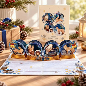 Woodland animals snow globe Christmas 3D pop-up card