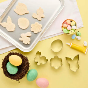 Easter cookie cutters set of 4 for bunnies, eggs, and flowers