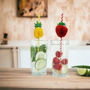 Strawberry & Pineapple Fruit Paper Straws 10 Pack
