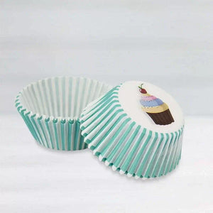 Mint Green Striped Cupcake Cups 40pk