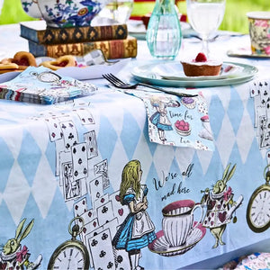Alice in Wonderland Paper Table Cover Truly Alice Blue Tea Party Tablecloth