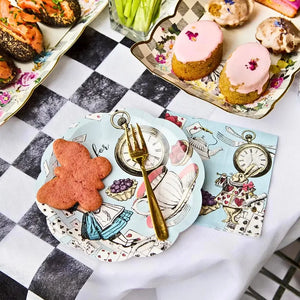 Truly Alice Floral Cocktail Napkins White Rabbit Quote Party Tableware